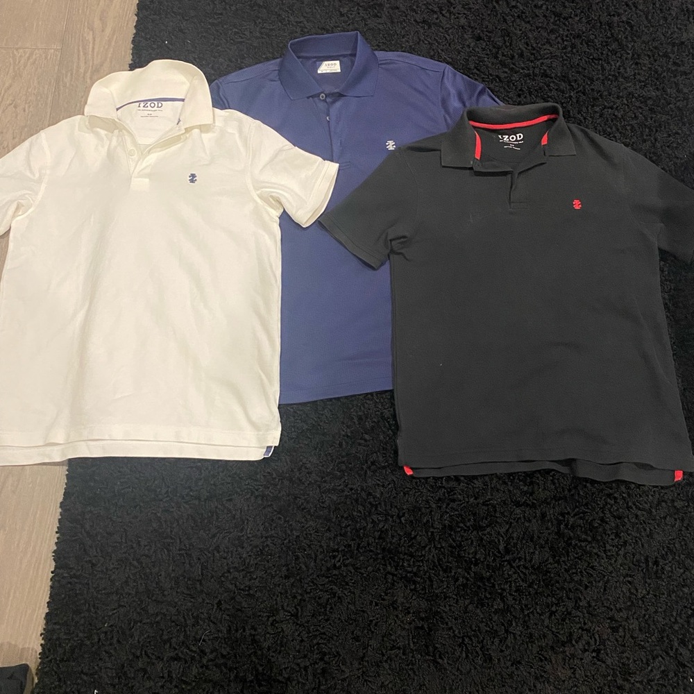 3 IZOD golf shirts mens medium and small